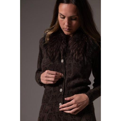 Cardigan joya cashmere mocca snake