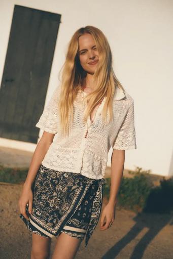 Falda estampada paisley azul marino Cassis [2]