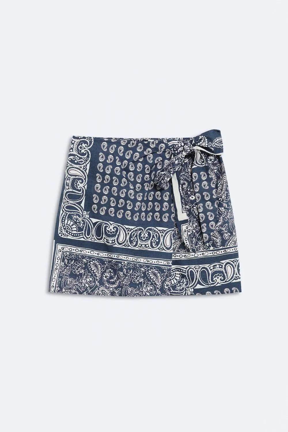 Falda estampada paisley azul marino Cassis