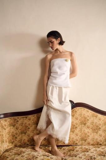 Falda larga blanca lencera Colette [1]