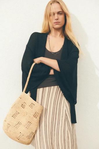 Falda midi beige rayas marrón Guimares [2]