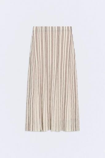 Falda midi beige rayas marrón Guimares [0]