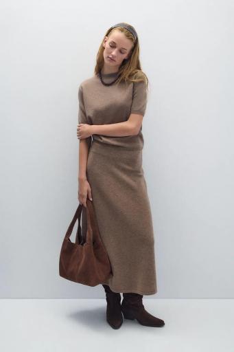 Falda midi lana y cashmere topo Linda [2]