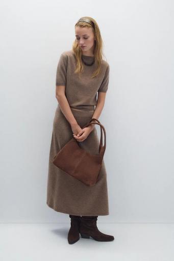 Falda midi lana y cashmere topo Linda [3]