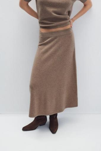 Falda midi lana y cashmere topo Linda [1]