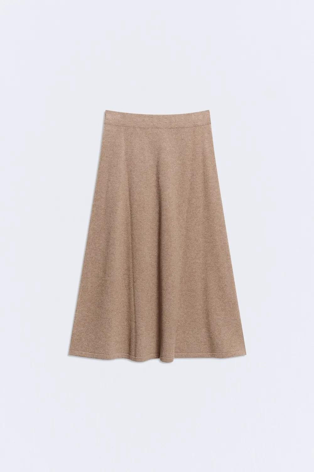 Falda midi lana y cashmere topo Linda