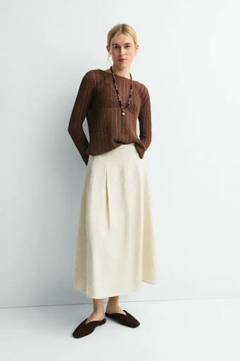 Falda tablas lino beige Rania [1]