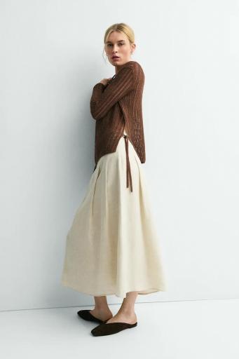 Falda tablas lino beige Rania [3]