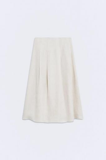 Falda tablas lino beige Rania