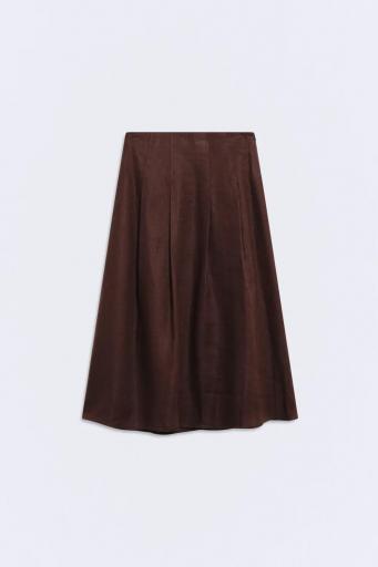 Falda tablas lino chocolate Rania