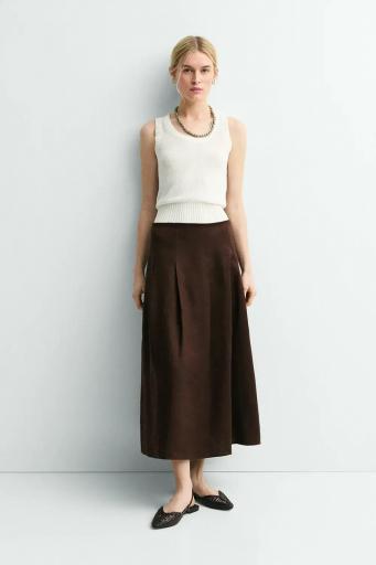 Falda tablas lino chocolate Rania [2]