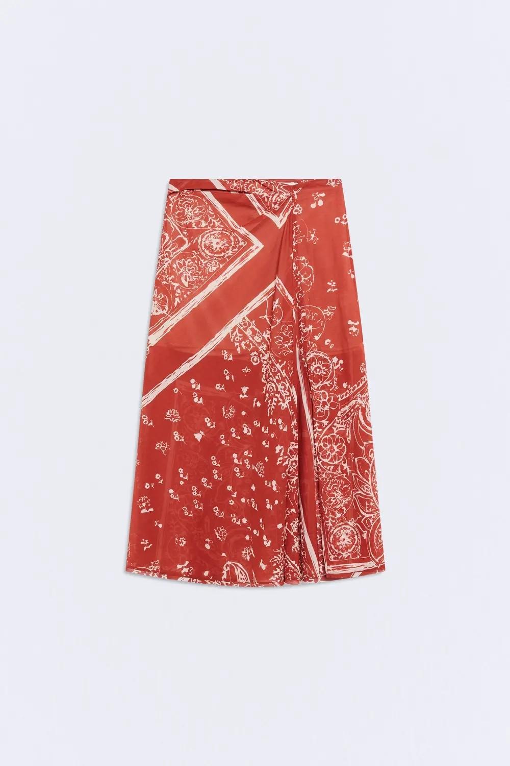 Falda pareo estampado paisley burdeos Volterra