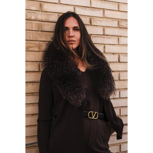 Maxi cuello piel natural mocca [3]