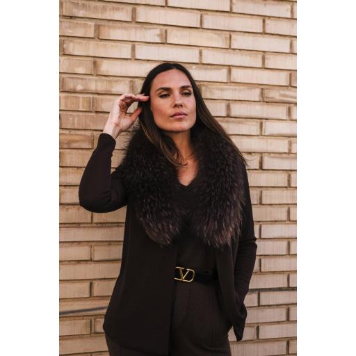 Maxi cuello piel natural mocca [2]