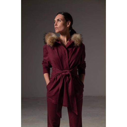Cardigan cotton belt burgundy [4]