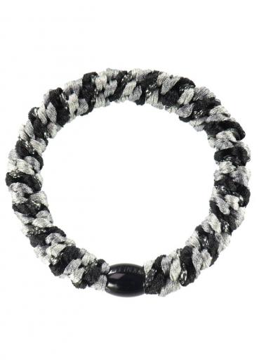 Goma de pelo gris y negra glitter