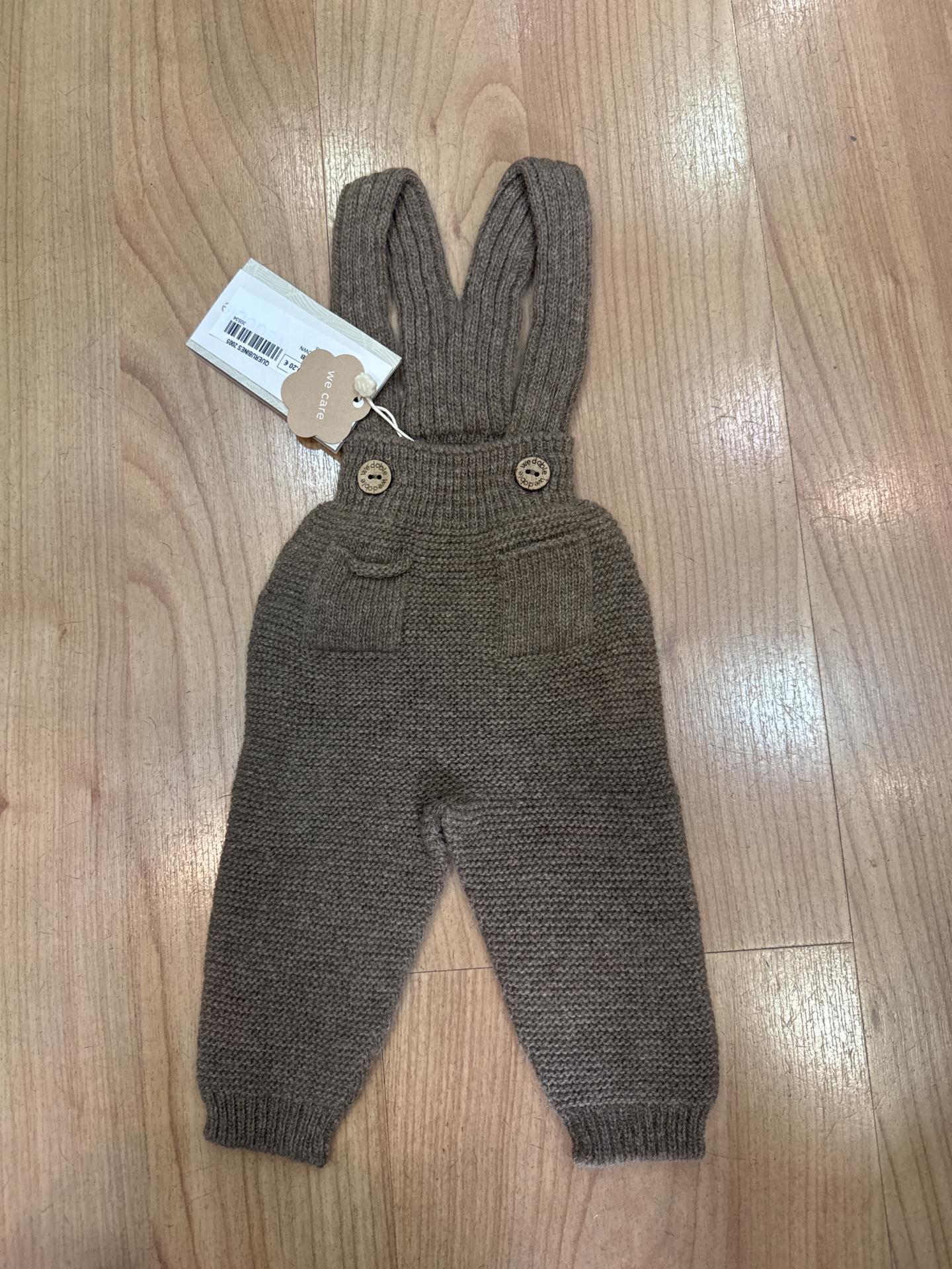 Pantalón de tirantes tejido en lana merino marrón