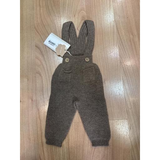 Pantalón de tirantes tejido en lana merino marrón
