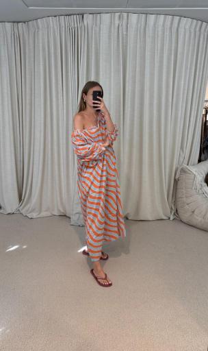 Vestido balloon olas naranja y celeste [2]