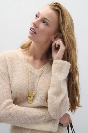 Jersey beige alpaca cuello pico Boheme avena [2]