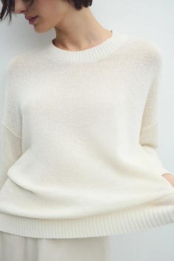 Jersey oversize tejido calado blanco Mist [1]