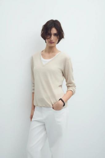 Jersy lino escote pico beige Nature [2]