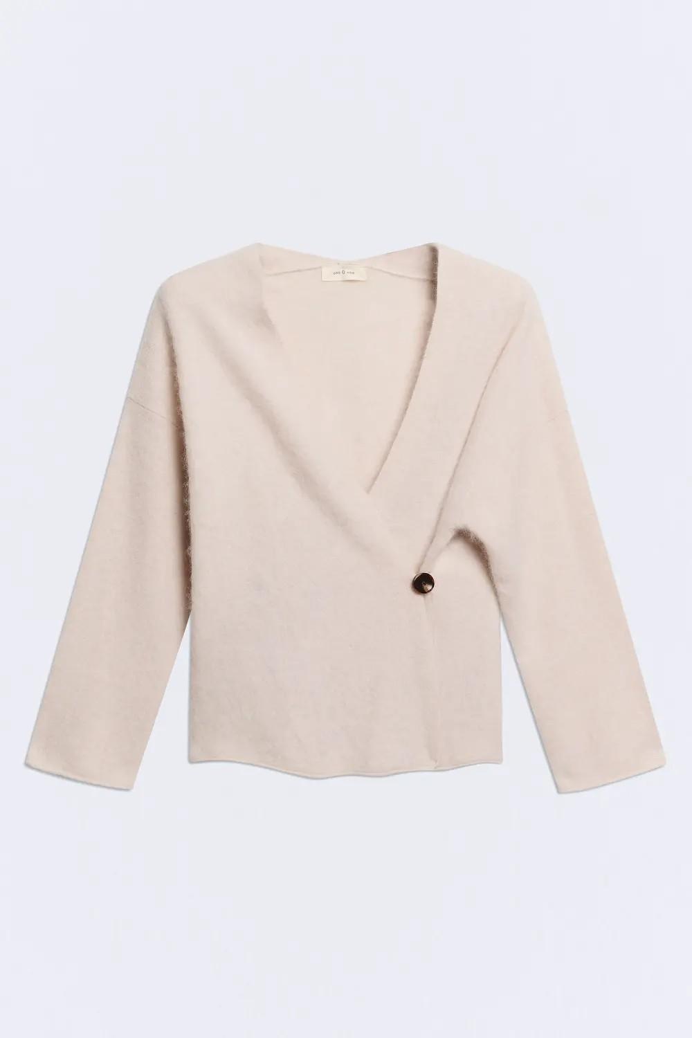 Kimono lana y cashmere botones Makoto avena