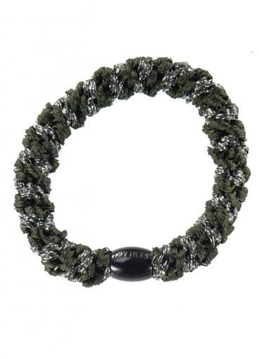 Goma de pelo verde botella y gris oscuro glitter