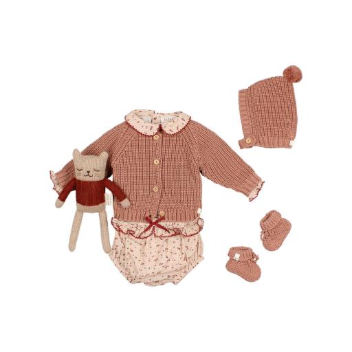 Cardigan tricot rosa empolvado [0]