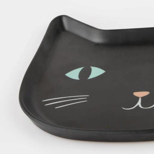 Plato gato negro melamina reutilizable [2]