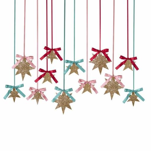 Decoación colante de estrellas con purpurina dorada [2]