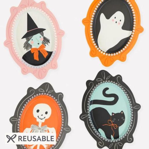 Platos reutilizables retratos Halloween [6]