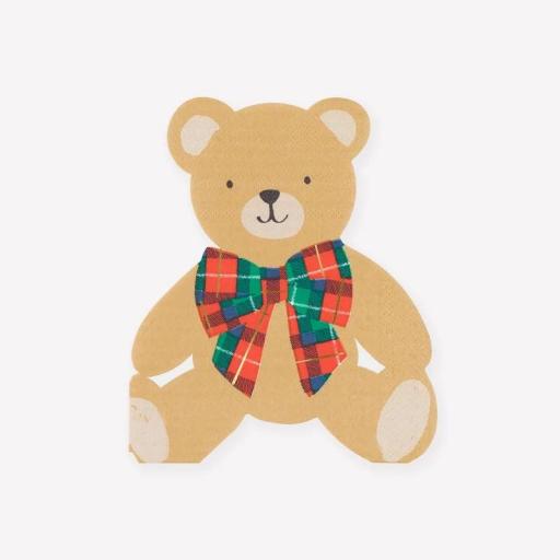 Servilletas de papel osito osito de peluche lazo tartán escocés