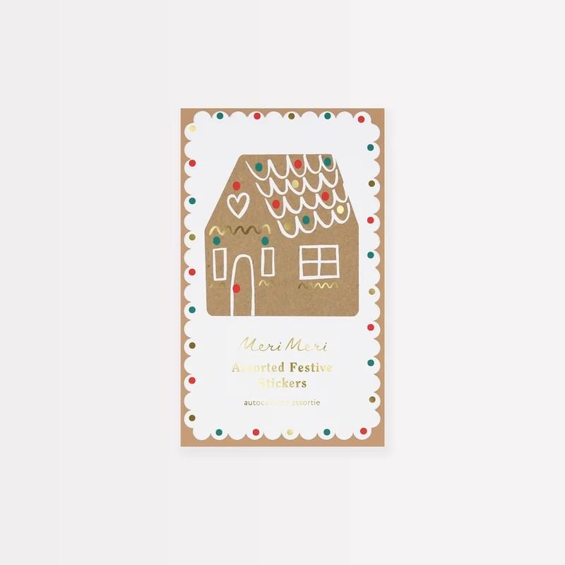 Pegatinas navideñas la casa de jengibre