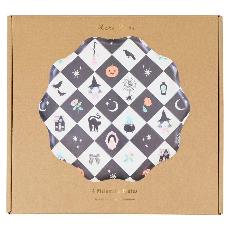 Pack de platos grandes melamina Halloween Patchwork (x4)