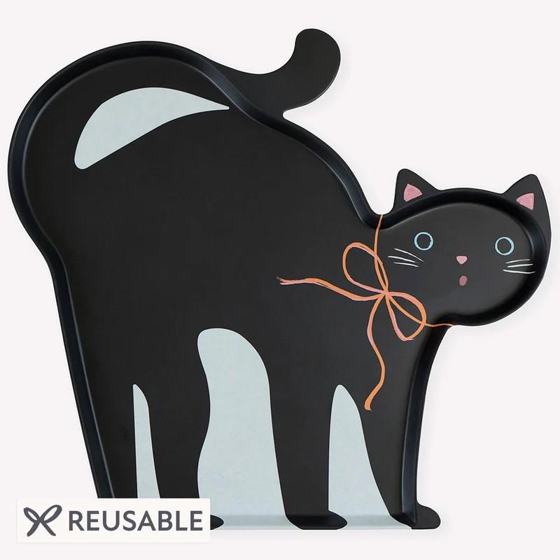 Bandeja Reutilizable Gato Negro de Halloween