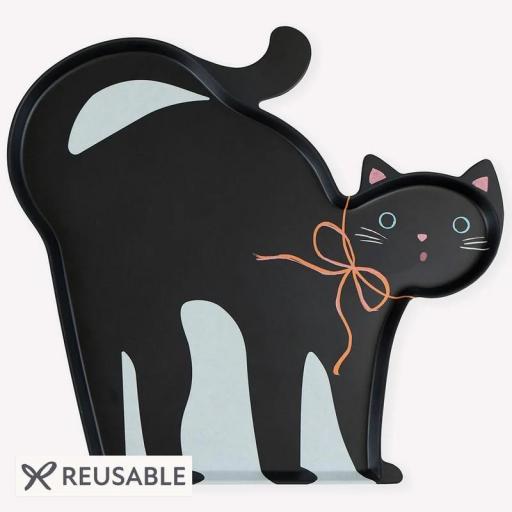 Bandeja Reutilizable Gato Negro de Halloween [0]