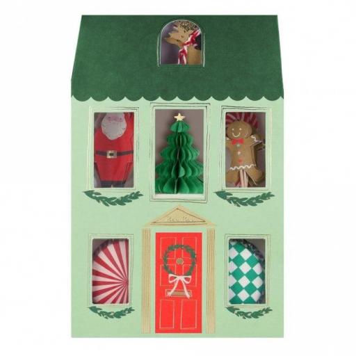 Cupcake kit casa festiva de Navidad