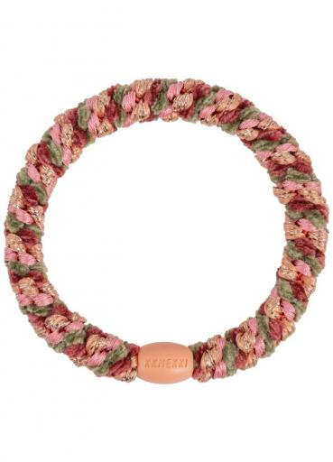 Goma de pelo mix terciopelo camuflaje rosa