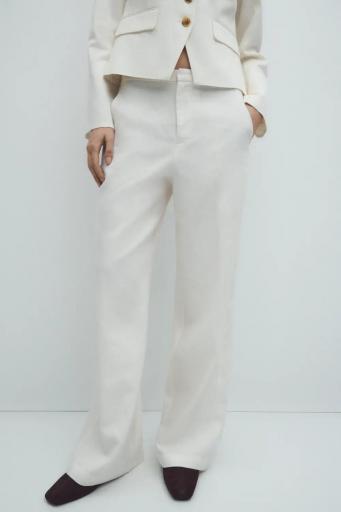 Pantalón tiro alto lino blanco Chicago [1]