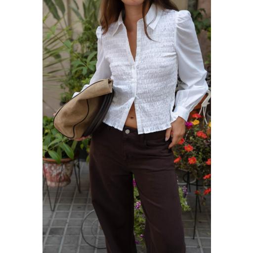 Pantalones tiro bajo anchos marrón wide Cooper [2]