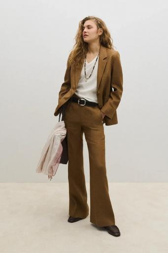 Pantalón lino marrón tostado Habana [2]