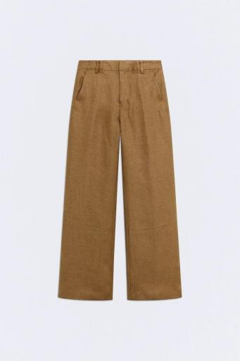 Pantalón lino marrón tostado Habana