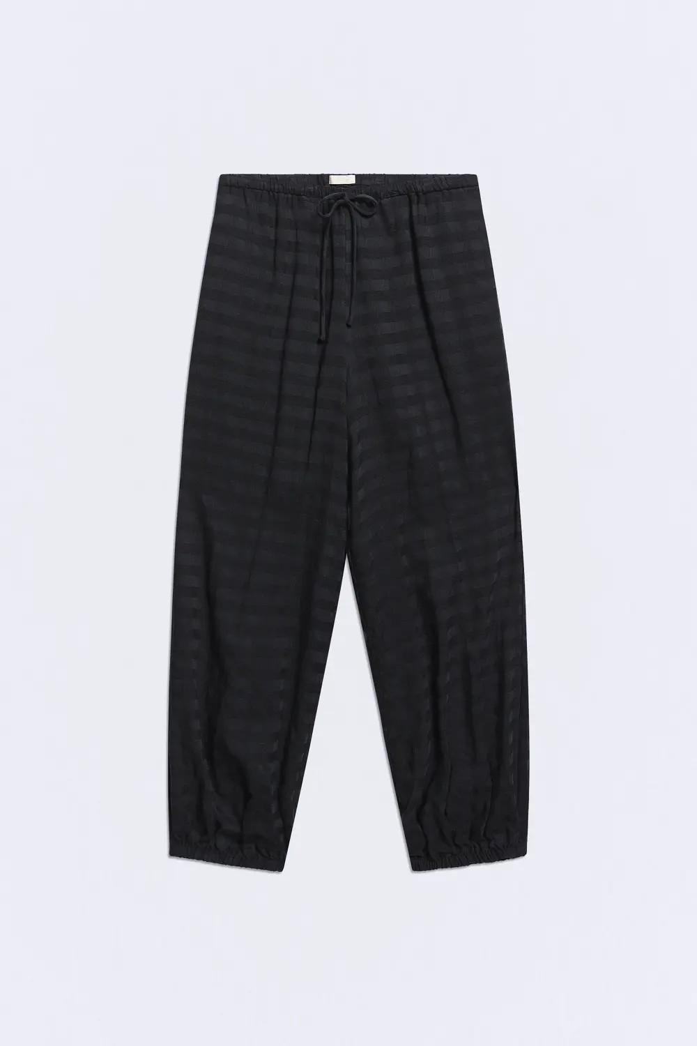 Pantalón algodón lana cuadros negros Logan