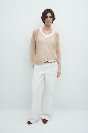 Pantalón ancho algodón blanco holgado Positano [1]