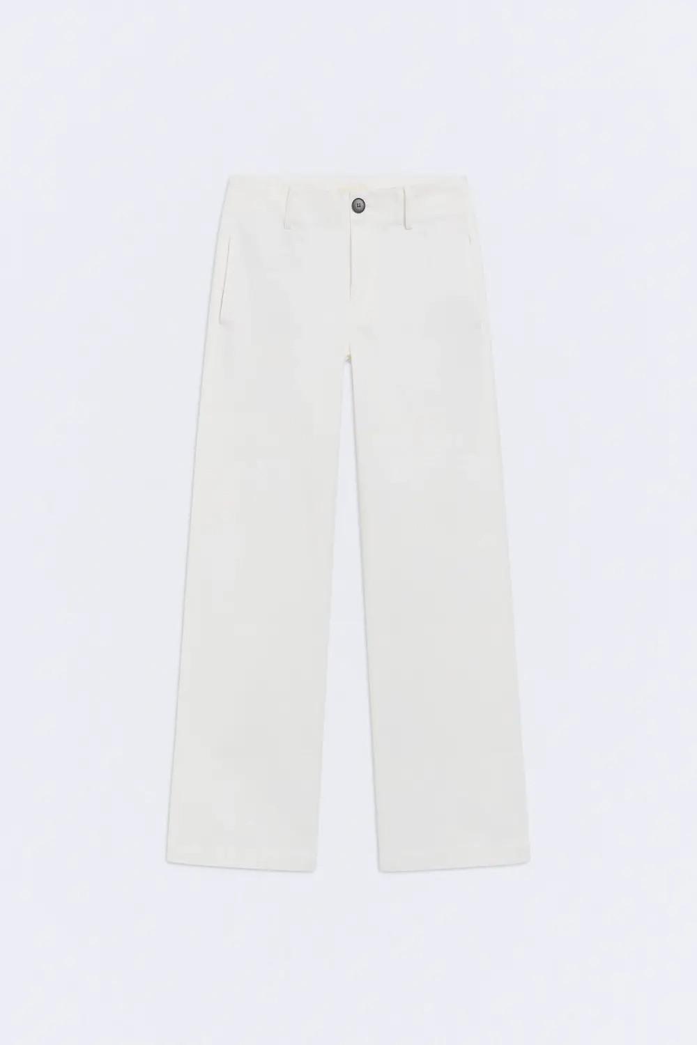 Pantalón ancho algodón blanco holgado Positano