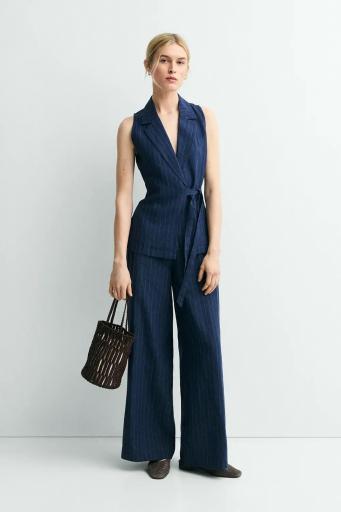 Pantalón lino azul marino rayas Yukata [4]