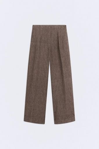 Pantalón lino marrón rayas Yukata [0]