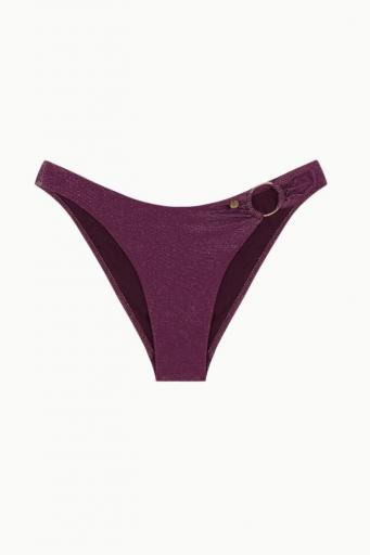 Braguita Prune de Bikini de Tiro Alto con Aro Dorado en Lúrex Ciruela