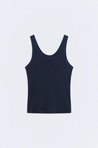 Top tirantes básico canalé algodón azul marino tank cola [0]